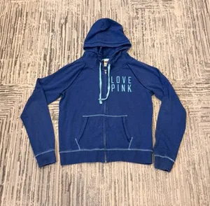 Pink Victoria's Secret women's large blue sweatshirt jacket thumbnail 1