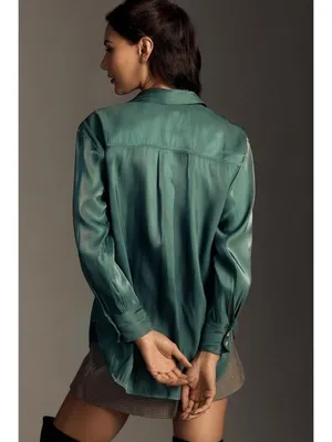 Anthropologie Silky Iridescent Buttondown Shirt thumbnail 2