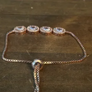 Rose gold cubic zirconia adjustable slide bracelet thumbnail 2