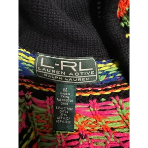 Ralph Lauren Active L-RL Vintage Full Zip Neon Knitted Sweater Size Medium thumbnail 4