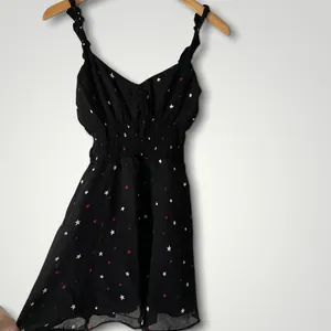 Black Elyse Patriotic Color Star Ruffle Strap Fit & Flare Mini Dress thumbnail 3