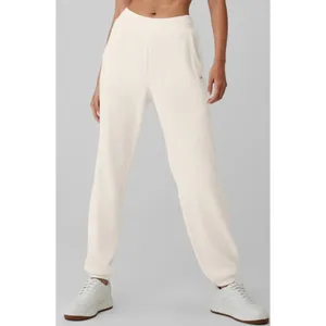 Alo Weekend Escape Joggers Ivory Waffle Thermal High-Rise Waist Cream Sweatpants thumbnail 4