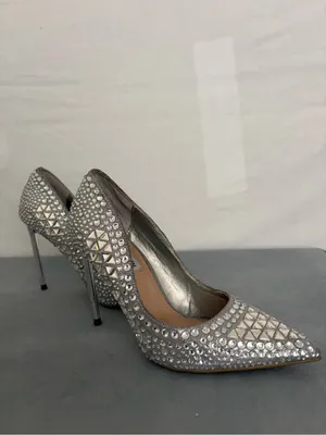 Steve Madden Women Rhinestone Pumps Silver Pointed Toe Heels Sz 6M Vivid-S(B261) thumbnail 2