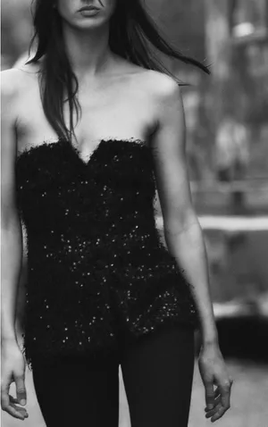 ZARA Fringe and Sequin Bustier Top thumbnail 3