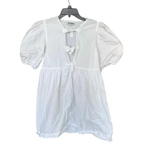 Ganni 100% Cotton White Poplin Mini Dress Size 36 Small thumbnail 2