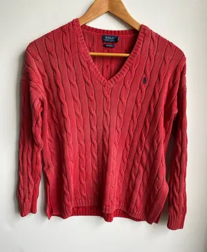 Polo Ralph Lauren 100% Cotton Lightweight Loose Cable Knit Split Hem Sweater S thumbnail 1