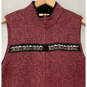 Woolrich Ruby Sweater Vest Size Large Embroidered Cabincore Winter Snowflake thumbnail 2