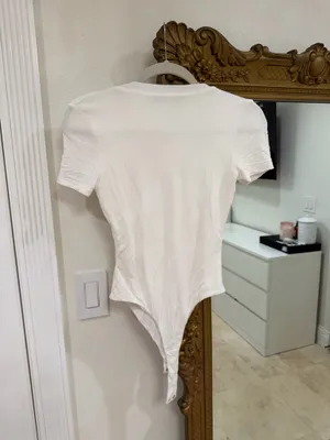 Naked Wardrobe White Bodysuit short sleeve  thumbnail 3
