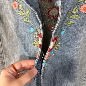 DENIM 24/7 plus size jean jacket Florals Embroidered Sz 24W Boho Biker Western thumbnail 4