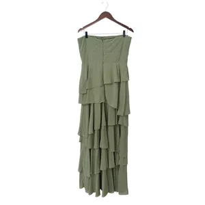 Lulus Gorgeous Essence Sage Strapless Tiered Maxi Dress size Large NWT thumbnail 4