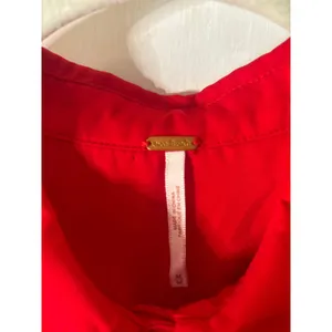 Free People Sheer Button Down Red Blouse M Cherry Girl Boho Coquette Holiday thumbnail 11