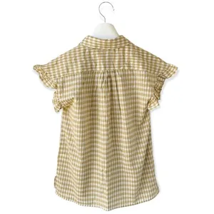 Max Studio NWT  Yellow & White Gingham Ruffle Top thumbnail 2