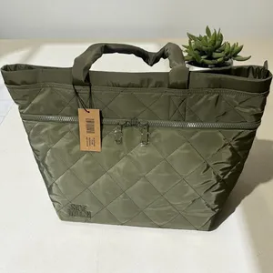 Steve Madden Olive Green Quilted Tote Bag Zip Pocket New with Tags‎ thumbnail 2