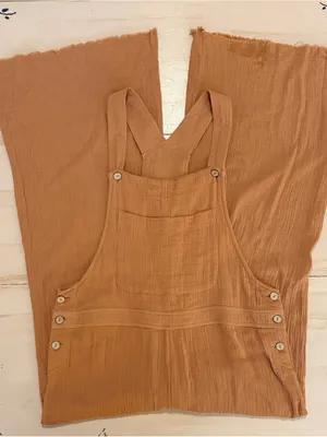Umgee Cotton Gauze Overalls in Warm Rust thumbnail 1