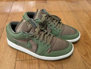 Size 8.5 US Air Jordan 1 Low SE Olive Brown Kelp FB9893-300 Green Brown Leather thumbnail 1