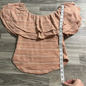 Free People Open Weave Jacquard Knit Wide Scoop Neck Heirloom Blouse Top; XS thumbnail 7