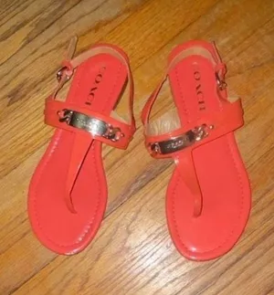 Coach Caterine Patent Leather T-Strap Sandals thumbnail 1