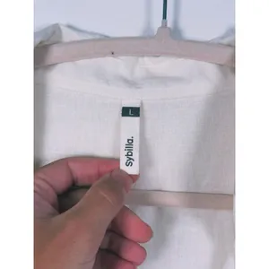 Sybilla Linen Blend Twist Front Crop Top Womens Size L White Minimalist Granola thumbnail 4