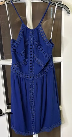 LULUS Blue Mini Dress w/ Crochet Trim Size XS thumbnail 1
