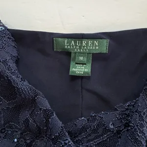 Ralph Lauren Navy Blue Sequin Lace Cowl Neck‎ Sheath Sleeveless Dress Size 10 thumbnail 11