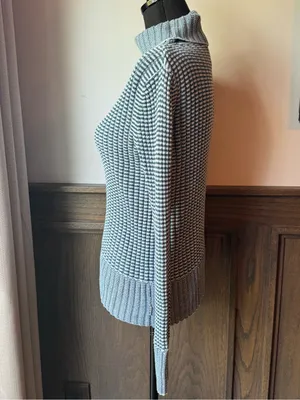 Calvin Klein green striped Ribbed Turtleneck Sweater small thumbnail 3
