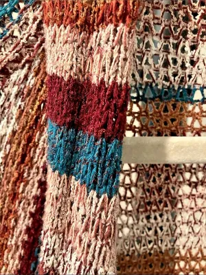 American Eagle Outfitters Striped Open Knit Cardigan waterfall in Brown & Blue 1 thumbnail 6
