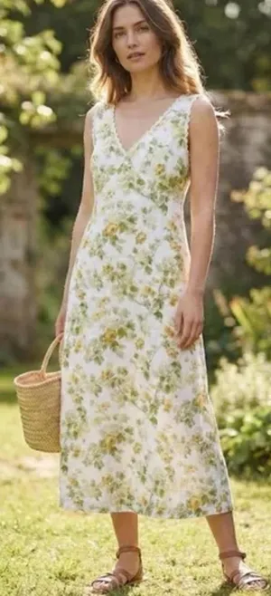 Laura Ashley Linen blend floral midi dress 8 thumbnail 1