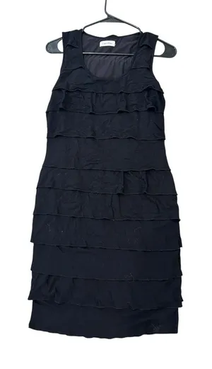 Calvin Klein Womens Black Tiered Ruffle Mini Dress Sleeveless Cocktail Small thumbnail 1