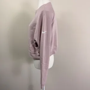Nike Dri-FIT Just Do It Embossed Cropped Sweatshirt Mauve Lilac Medium thumbnail 2