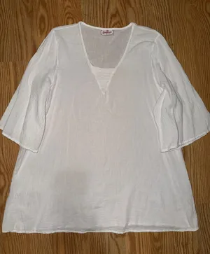 Cottonways White Textured Scoop Neck Tunic Size 3X thumbnail 1