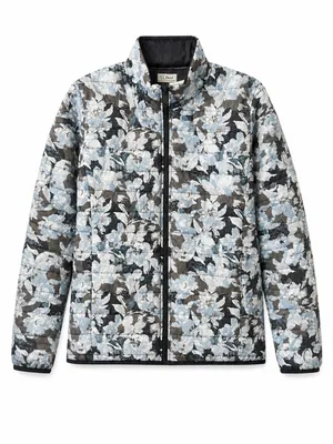 Vera‎ Bradley Reversible Puffer Jacket Coat Textured Garden Blue Size XL thumbnail 1