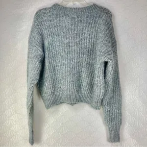 SHEIN Womens Sz Small Gray Crew Neck Ribbed Knit Button Front Cardigan Sweater thumbnail 5