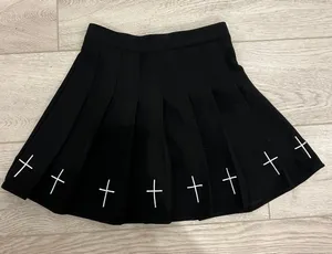 goth y2k emo cross grunge pleated mini skirt ❤︎︎ Black Size XS thumbnail 1