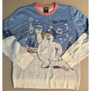Sz XL Frosty the Snowman Holiday Christmas Sweater Pastel Festive Soft Comfy thumbnail 1