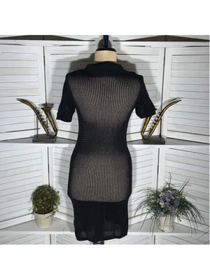 Black sheer lace dress 3/4 sleeves cocktail wedding guest homecoming whimsigoth thumbnail 2