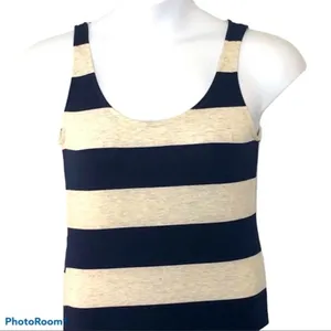 Anthropologie Thyme & Honey Blue Gray Striped Maxi Dress Sleeveless Size S thumbnail 3