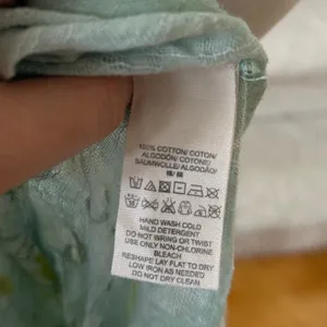Free People Light Blue & Green Leaf Print Gauze Tie Waist Button Down Shirt thumbnail 7