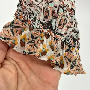 Anthropologie Paisley Smocked Waist Ruffle‎ Blouse Medium OB1487981 Multicolor thumbnail 6