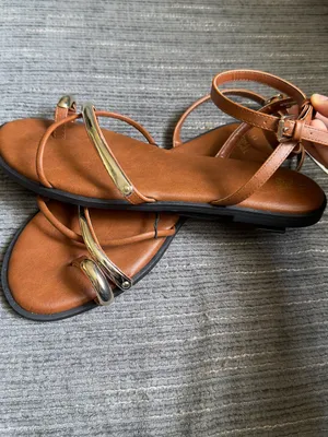 Time and Tru Brown Ankle Strap Sandals with Gold Accent thumbnail 2