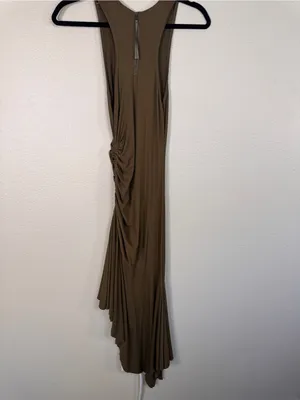 Daily Practice Olive Green Ruched Asymmetrical Midi Dress Womens XXS Casual thumbnail 4