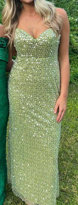 Mac Duggal Green Embellished Bustier Column Gown thumbnail 1
