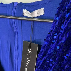 NWT R.Vivimos Blue‎ Sequin Velvet Cutout Mini Bodycon Dress Small thumbnail 8