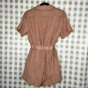 PRETTY LITTLE THING Women RomperSz 4 Small Button Up Brown Stripe Femine Chic thumbnail 8