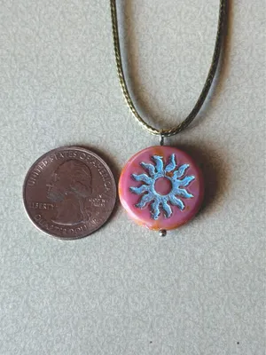 Handmade quality Czech glass sun coin bead fairy boho vintage retro style necklace🌿✨ thumbnail 6