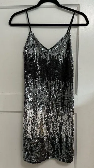EXPRESS Black Ombré Sparkly Dress thumbnail 4