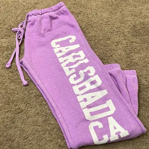 Exist Lavender Track Joggers with White Lettering thumbnail 1