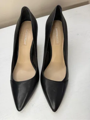 Antonio Melani Black Leather Pointed Toe Stiletto Pumps sz 10 thumbnail 3