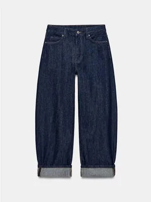 ZARA Wide-Leg Dark Blue Women’s Jeans thumbnail 4