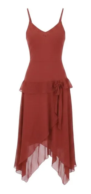 Jonathan Martin Vintage Y2K Silk Chiffon Dress Fairy Whimsigoth Size‎ 8 Deep Red Rhinestone Vamp thumbnail 1