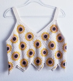 Altar'd State Crochet Sunflower Cropped Tank Top thumbnail 1